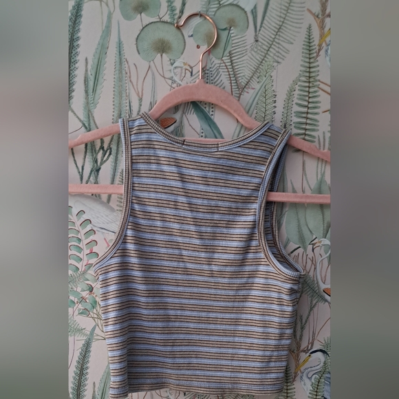 Essentials Striped Crop Top - Gray and White - Picture 4 of 4